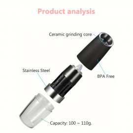 Pepper Grinder, Household Sea Salt Grinder, Electric Adjustable Spice Grinder, Reusable Pepper Crusher, Kitchen Gadgets, Adjustable Roughness, Battery Operated LED Light, One Hand Automatic Operation, Suitable For Any Occasion!