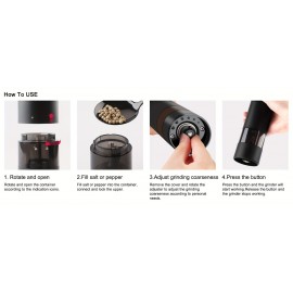 Lectric Salt & Pepper Grinder Set, Battery Powered Household Seasoning Grinder, Portable Handheld Grinder For Kitchen