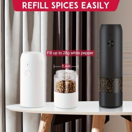 Lectric Salt & Pepper Grinder Set, Battery Powered Household Seasoning Grinder, Portable Handheld Grinder For Kitchen