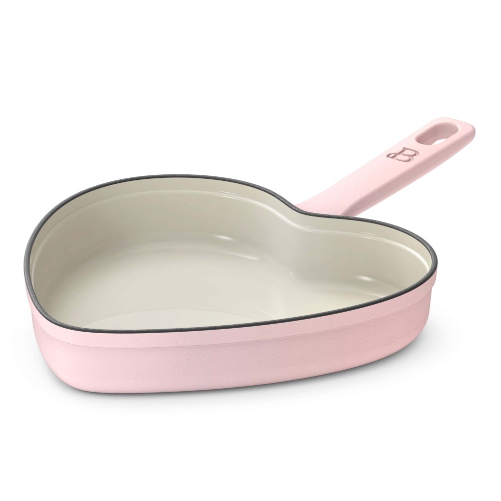 Enameled Cast Iron Heart Skillet, Pink Champagne by Drew Barrymore