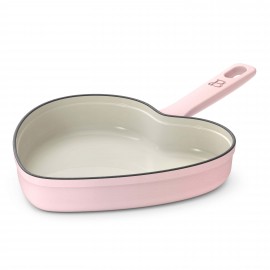 Enameled Cast Iron Heart Skillet, Pink Champagne by Drew Barrymore