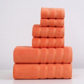 6pcs Solid Color Cotton Towel Set, Washcloths Hand Towel Bath Towel, Soft & Absorbent Towels For Bathroom, 2 Bath Towel & 2 Hand Towel & 2 Washcloths, Bathroom Supplies