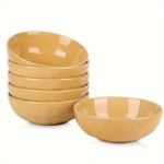 6PCS, Vicrays Ceramic Salad Bowls Set For Kitchen, Serving - 32 Ounce Soup Bowls, Pasta Bowls, Chip Resistant, Dishwasher Microwave Safe, Large, Fluted, Stoneware (yellow)