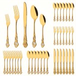 Retro Royal Silverware Flatware Set, 40 Pieces Stainless Stainless Forks Spoons Knives, Service For 8, Kitchen Utensils For Restaurant Home And Festival Parties, Mirror Polished