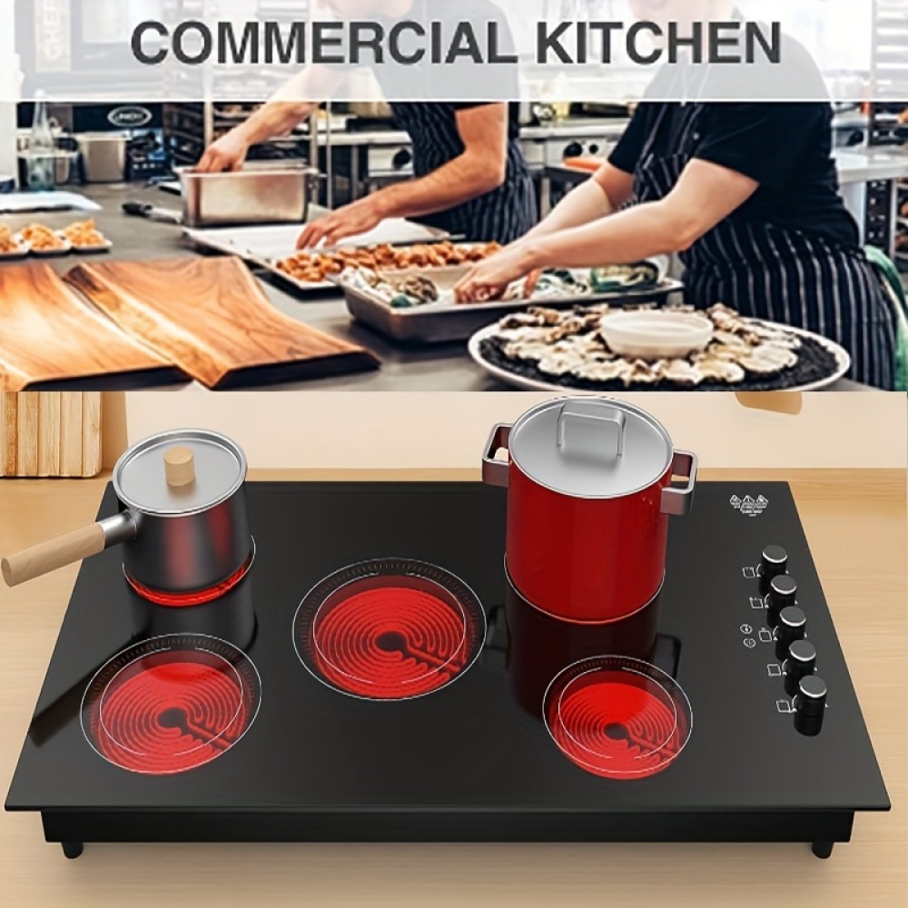 36-Inch Pro-Grade Electric Cooktop - 8000W Power, Knob Control, Built-In Design, Rapid Heat Up, Energy Efficient, Safe and Durable