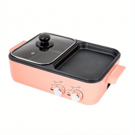 GDRASUYA10 2in1 Electric Hot Pot 1500W 2L Non-Stick Korean BBQ Plate Pan Shabu Grill Barbecue Mini Electric Hot Pot BBQ Grill Kitchen Smokeless Shabu Cooking Pan 14.96 * 8.66 * 3.94 inch