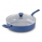 Easy Care Ceramic Non-Stick, 5 Quart Jumbo Cooker with Lid, Blue