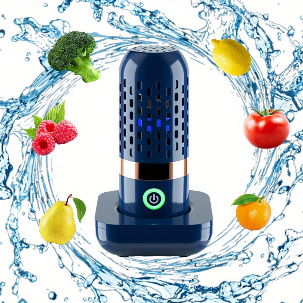 Oxygen Ion Fruit & Vegetable Purifier - Portable Capsule, Fast And Efficient Cleaning Of Fruits, Vegetables, Rice And Dishes - Wireless Charging Included