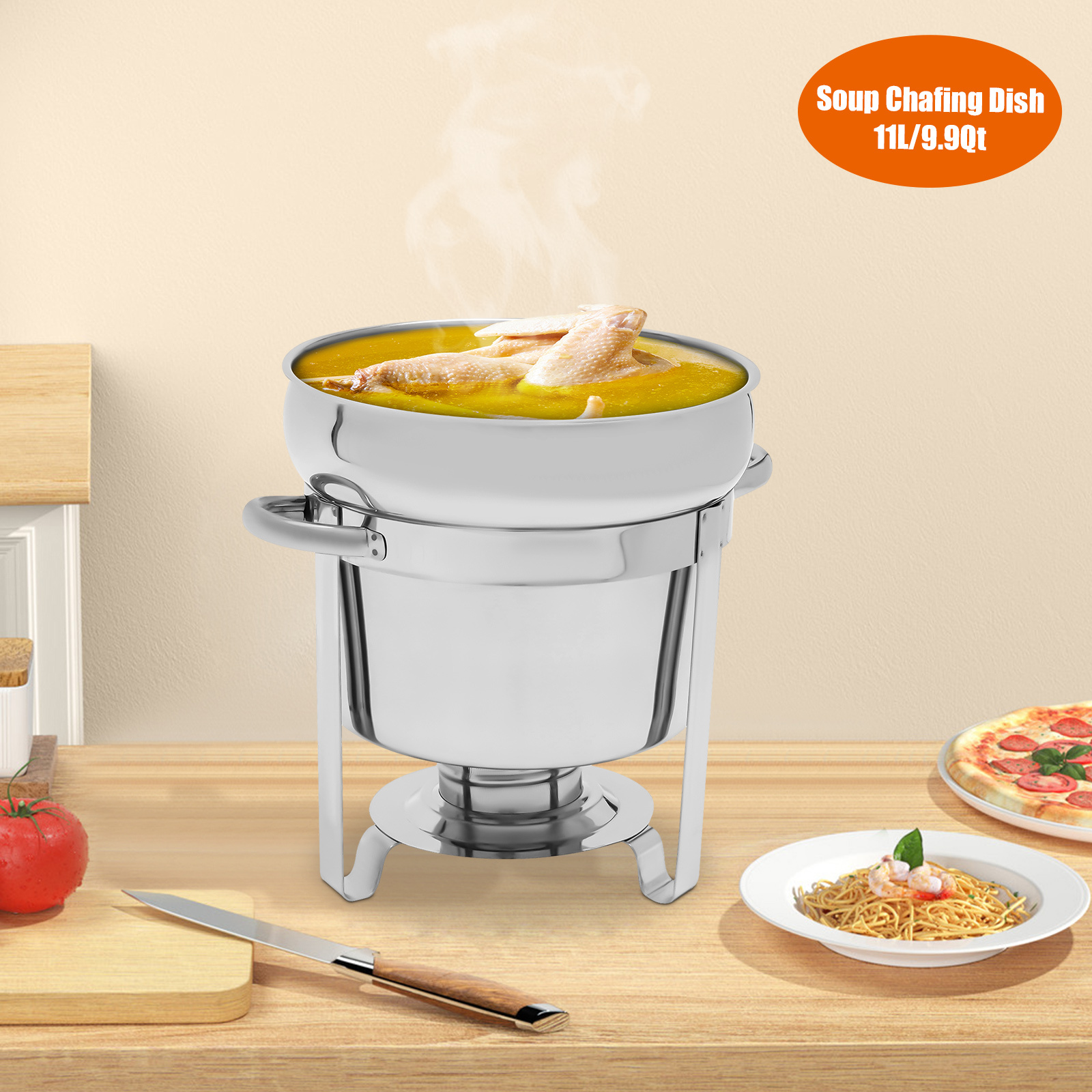 11l commercial soup chafer chafing dish stainless steel food warmer pot with lid details 1