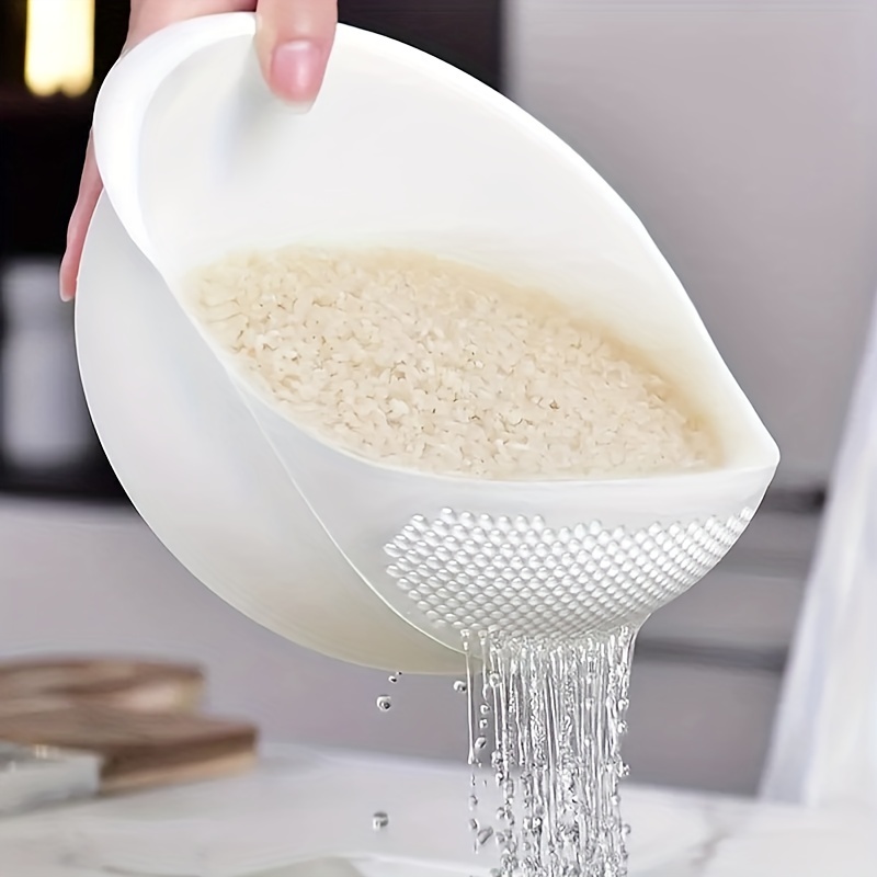 1pc plastic rice washing bowl with strainer efficiently wash small grains and kitchen gadgets details 3