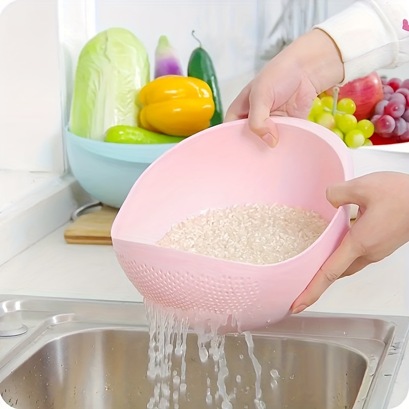 1pc plastic rice washing bowl with strainer efficiently wash small grains and kitchen gadgets details 7