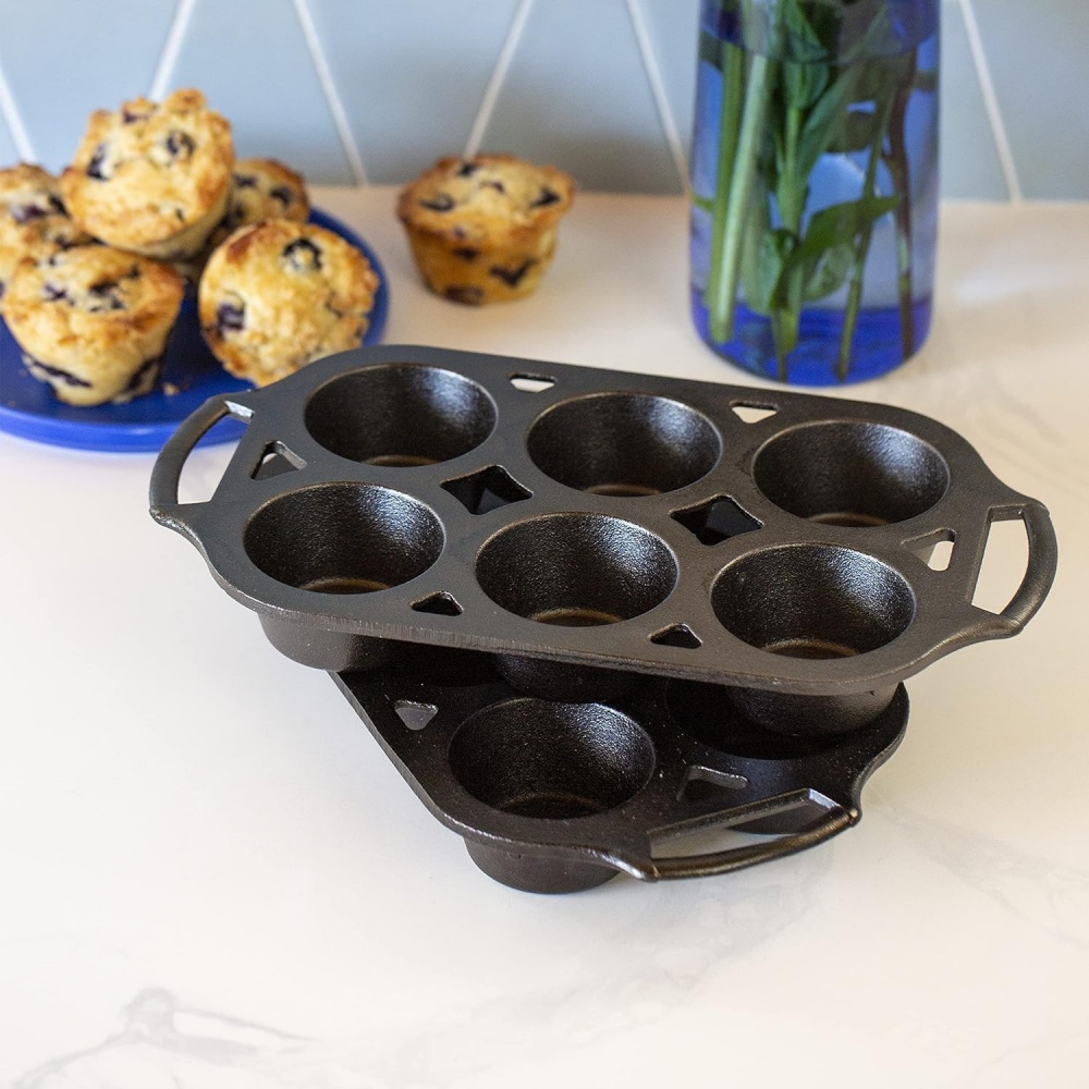 2 piece cast iron muffin pan set is sturdy and durable details 0