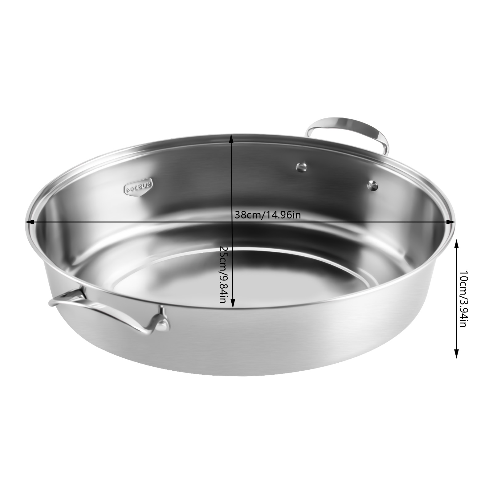 kitchen oval roasting pan 15 inch steel baking tray lid rack portable roaster details 5