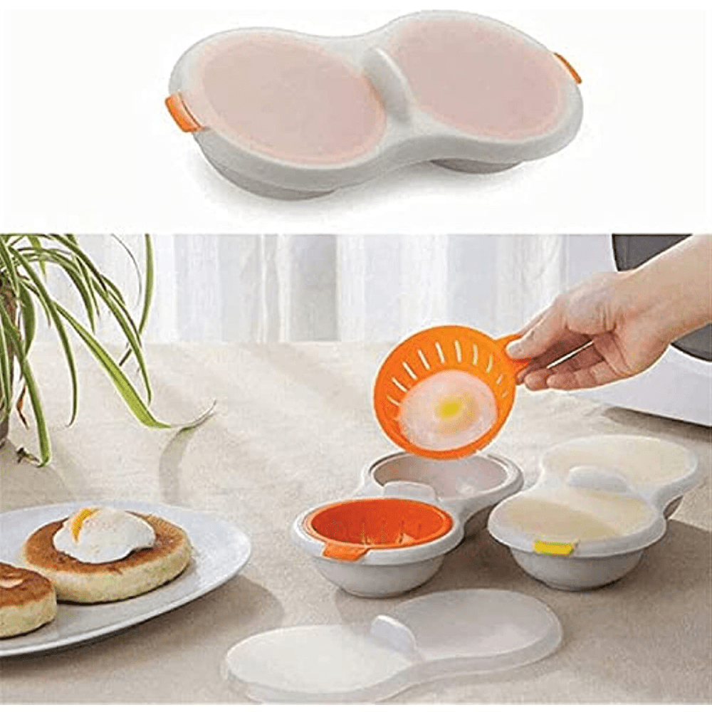 one set of microwave eggs poacher microwave   boiler 2 cups design cookware kitchen tools details 1