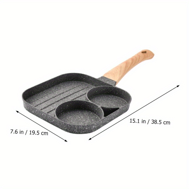 nonstick grill pan for stove tops 10 5 inch sectional skillet divided pan for breakfast   grill skillet with silicone brush clip compatible with all stovetops details 2