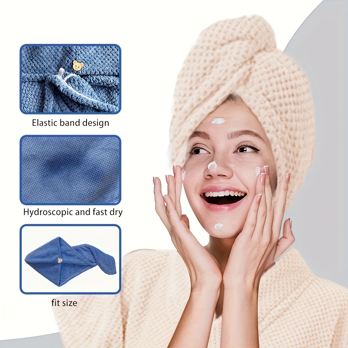 2pcs bath skirt hair caps for women soft absorbent wearable bath towel cute womens bathrobe simple solid color hair towel bathroom supplies bathroom accessory details 1