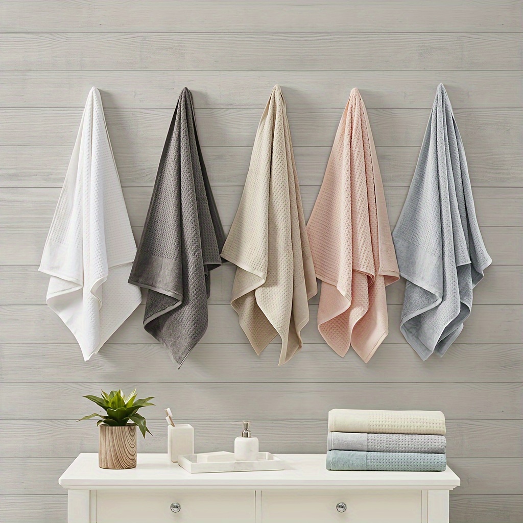 cotton waffle jacquard antimicrobial bath towel 6 piece set details 0