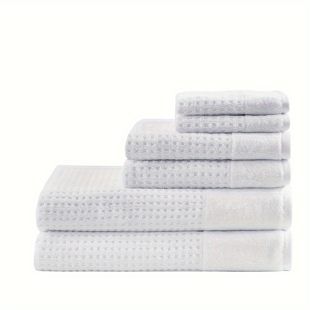 cotton waffle jacquard antimicrobial bath towel 6 piece set details 1