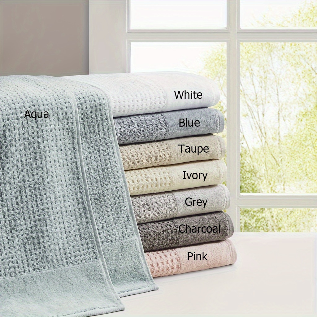 cotton waffle jacquard antimicrobial bath towel 6 piece set details 3