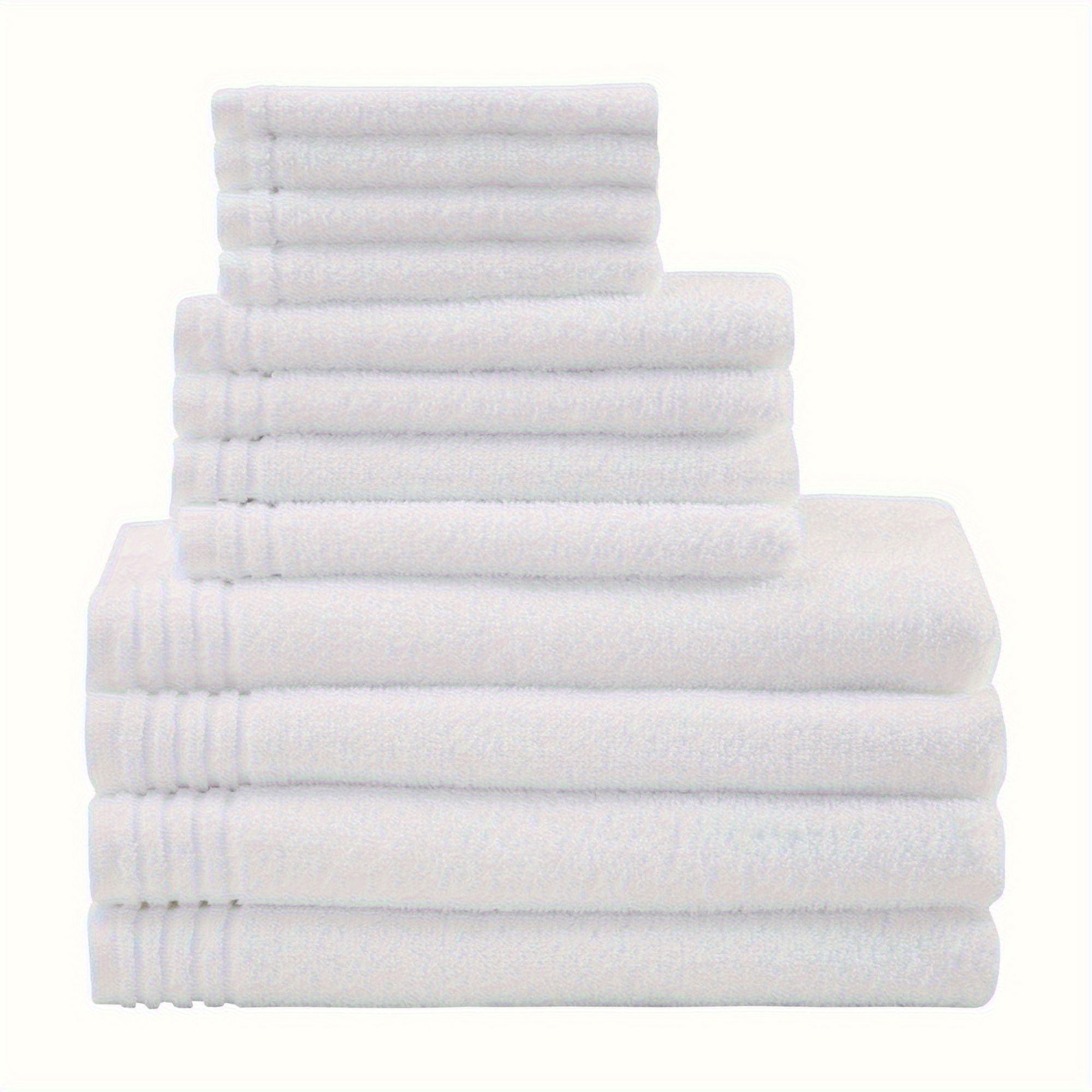 100 cotton 12 piece bath towel set white details 0