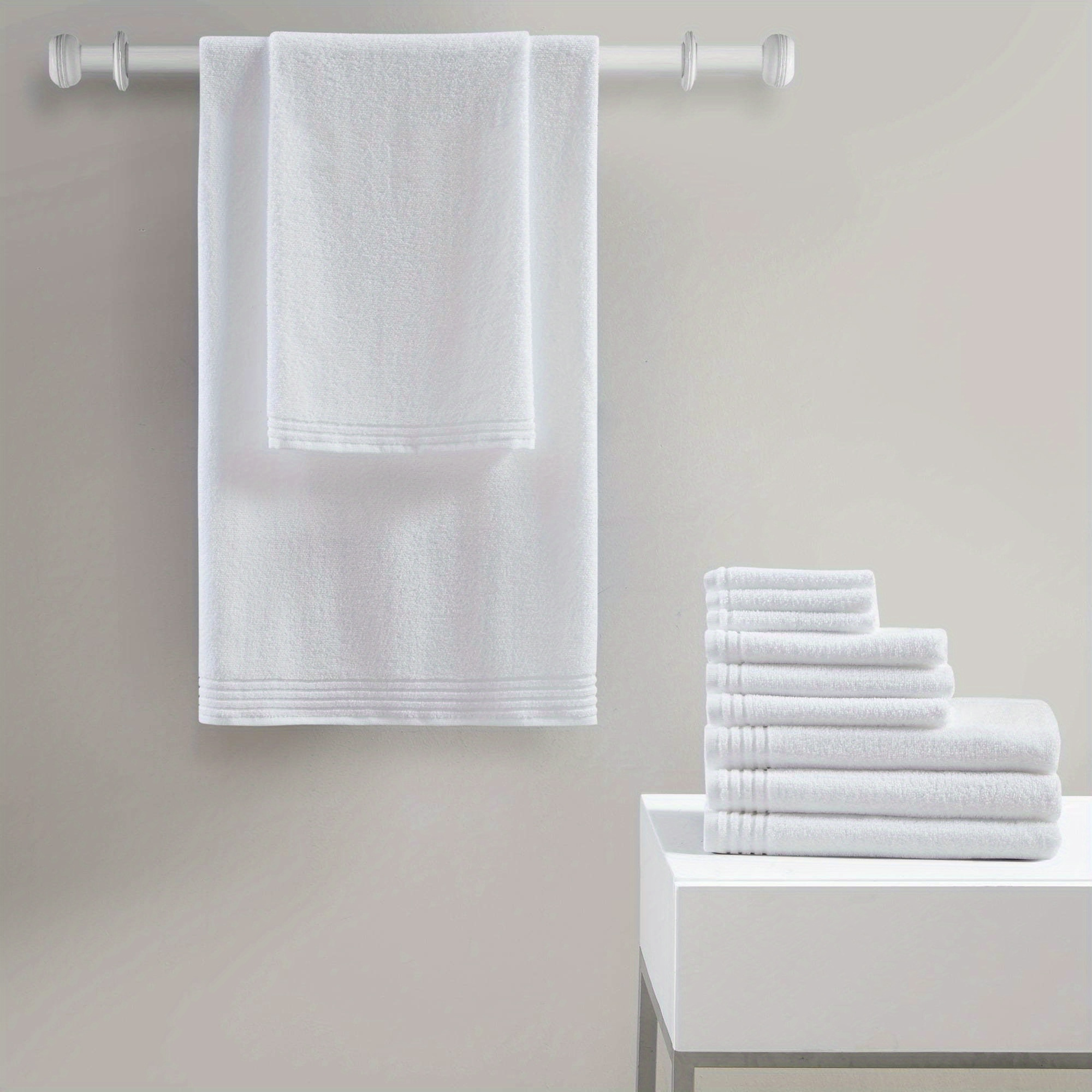 100 cotton 12 piece bath towel set white details 2