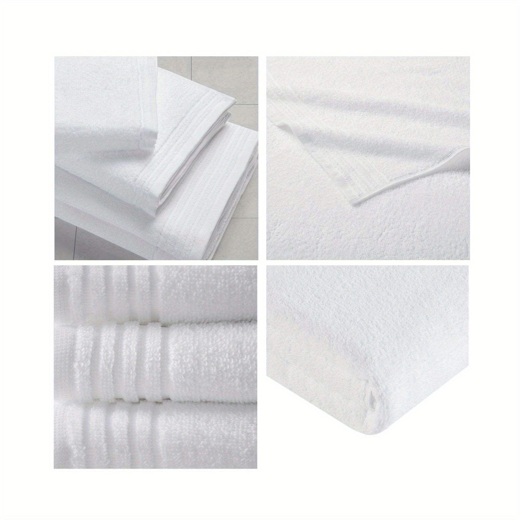 100 cotton 12 piece bath towel set white details 3