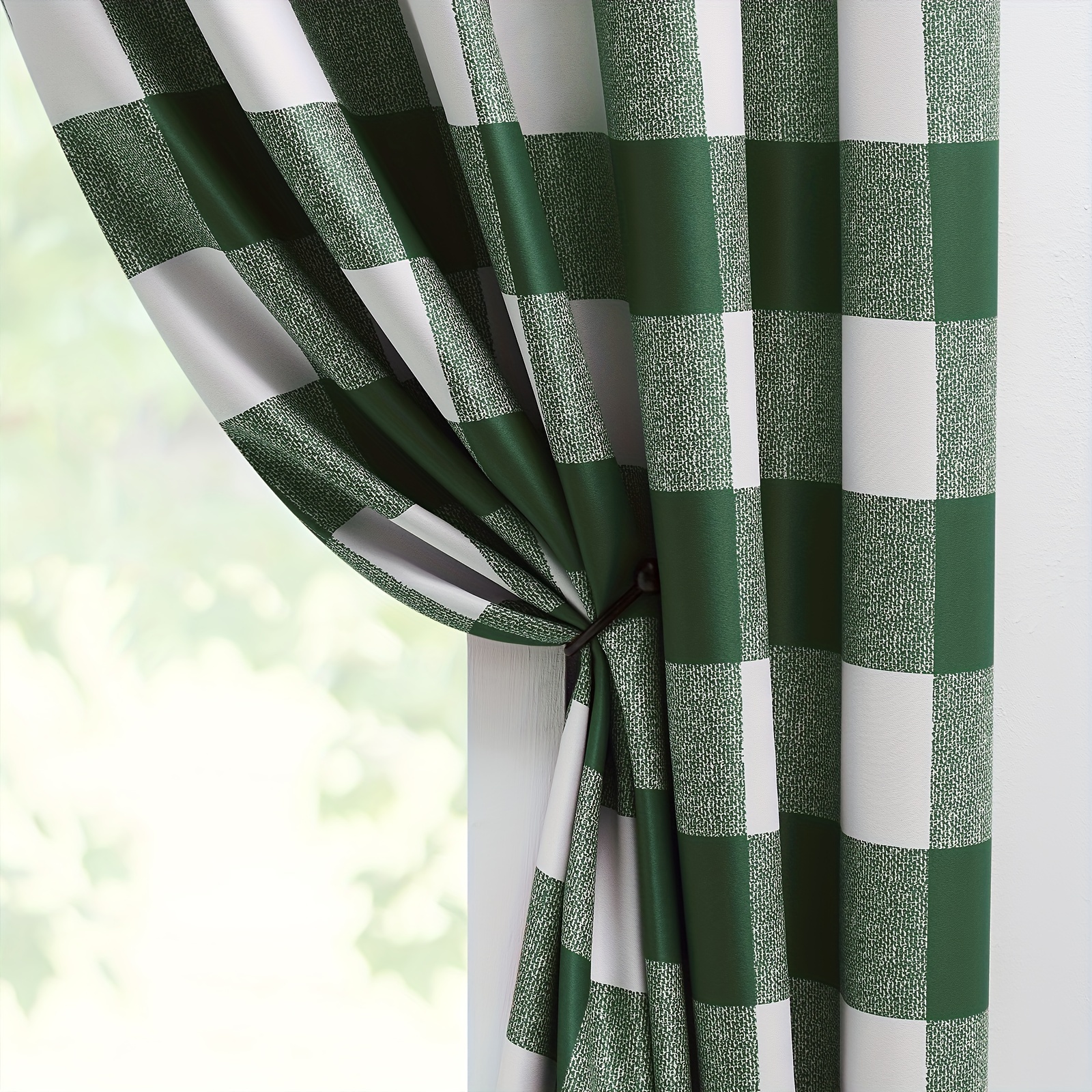 2pcs buffalo check plaid blackout curtains for bedroom living room thermal insulated room darkening noise reducing grommet drapes details 1