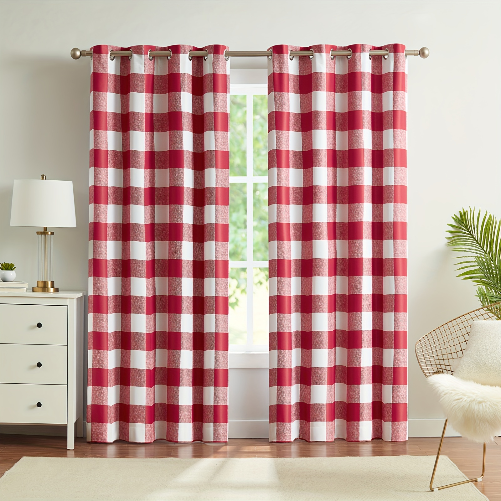 2pcs buffalo check plaid blackout curtains for bedroom living room thermal insulated room darkening noise reducing grommet drapes details 8