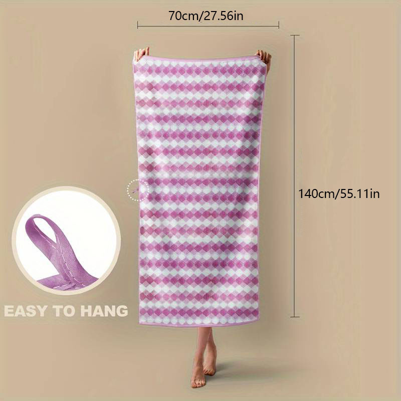 1pc lattice pattern bath towel absorbent quick drying showering towel super soft skin friendly bathing towel for home bathroom ideal bathroom supplies details 0