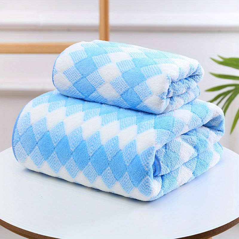 1pc lattice pattern bath towel absorbent quick drying showering towel super soft skin friendly bathing towel for home bathroom ideal bathroom supplies details 1