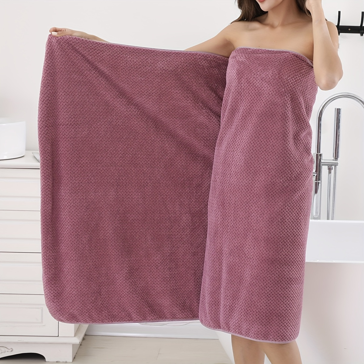 90 180cm luxurious super soft bath towel high absorbency   for women cozy cute perfect for everyday use essential bathroom home decor details 2