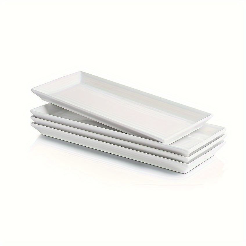   white rectangular plates ceramic serving plates for parties 11 7 inch set of 4 details 0