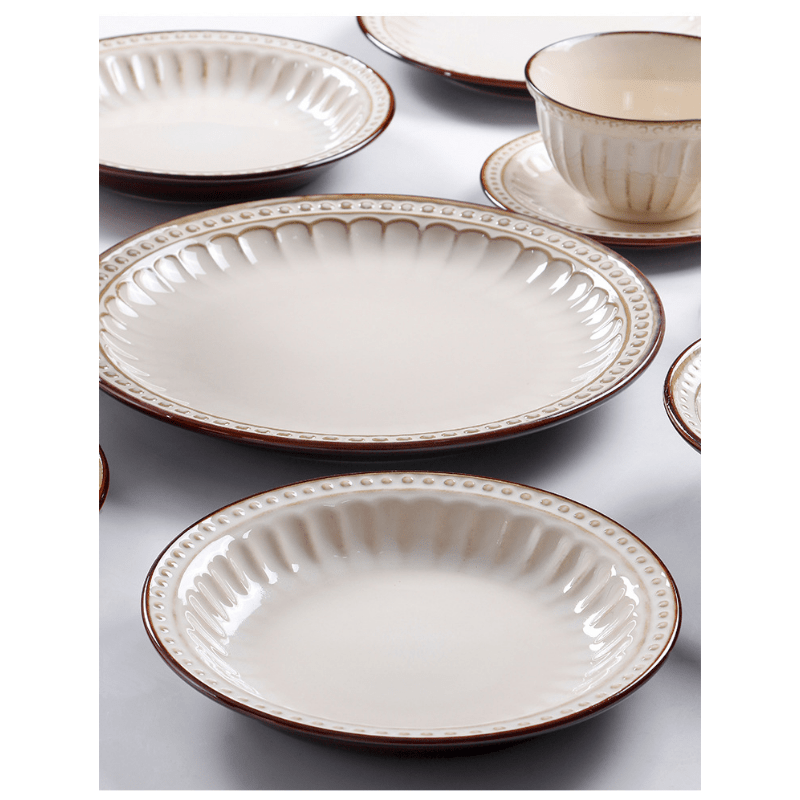 10pcs ceramic dinnerware set elegant new design with silveyrim high quality decorative bowls plates and soup spoon set fordining chic tableware collection for home use details 2