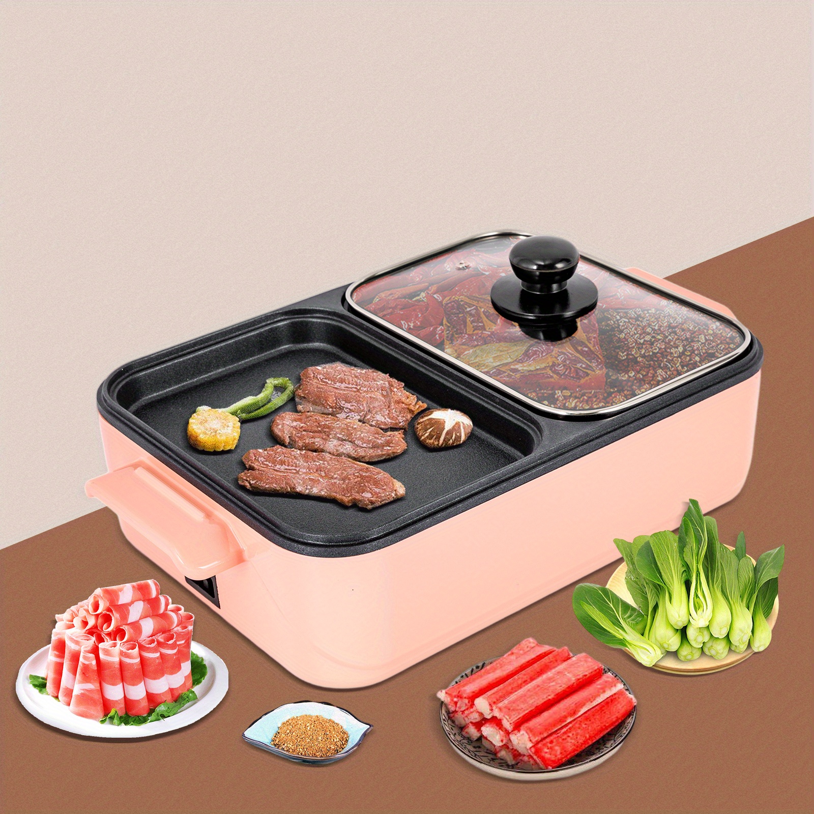   2in1 electric hot pot 1500w 2l non stick korean bbq plate pan shabu grill barbecue mini electric   grill kitchen smokeless shabu cooking pan 14 96 8 66 3 94 inch details 0