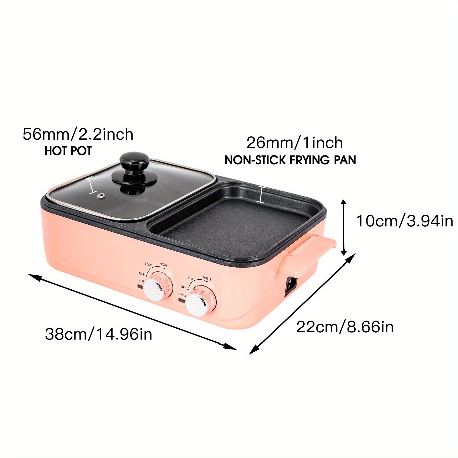   2in1 electric hot pot 1500w 2l non stick korean bbq plate pan shabu grill barbecue mini electric   grill kitchen smokeless shabu cooking pan 14 96 8 66 3 94 inch details 6