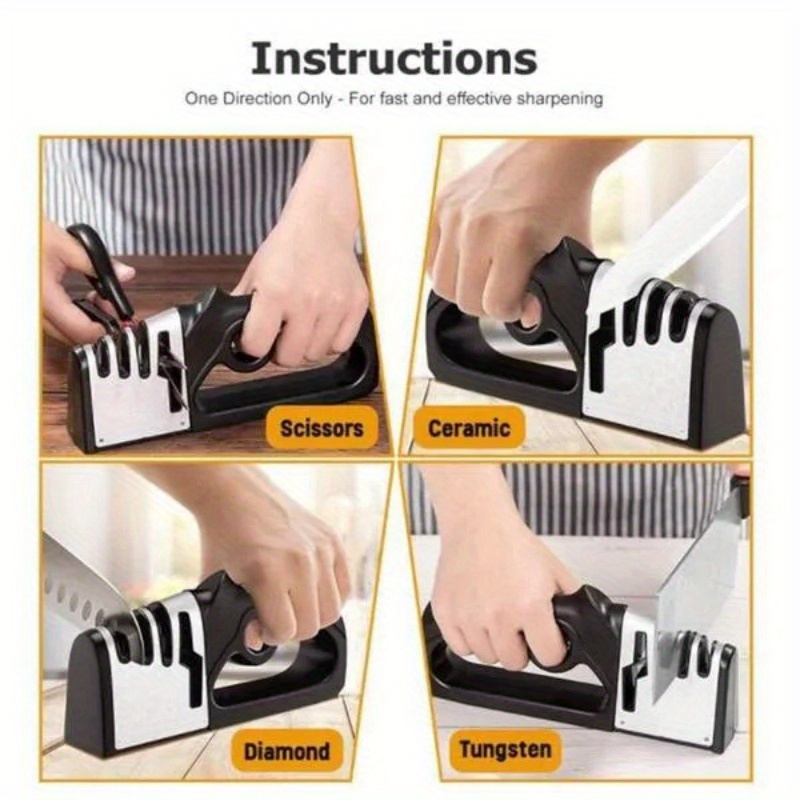 fast sharpener kitchen knife scissors sharpener professional 4 in 1 outdoor tungsten household knife tool details 2