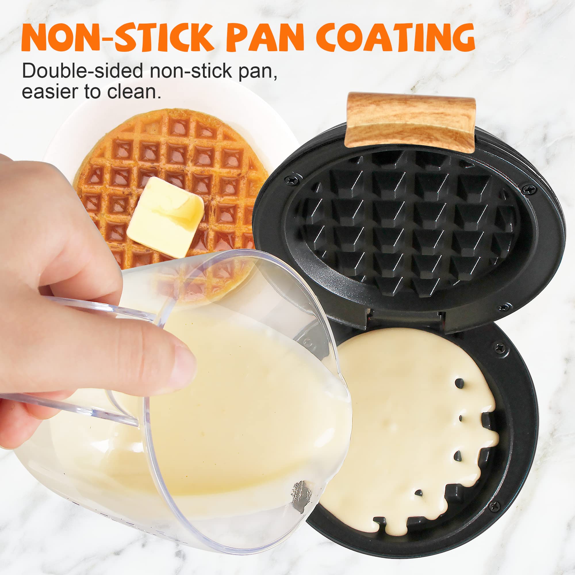     machine 4 inch chaffle maker with compact design easy to clean non stick surface recipe guide included perfect for breakfast dessert sandwich or   black details 2