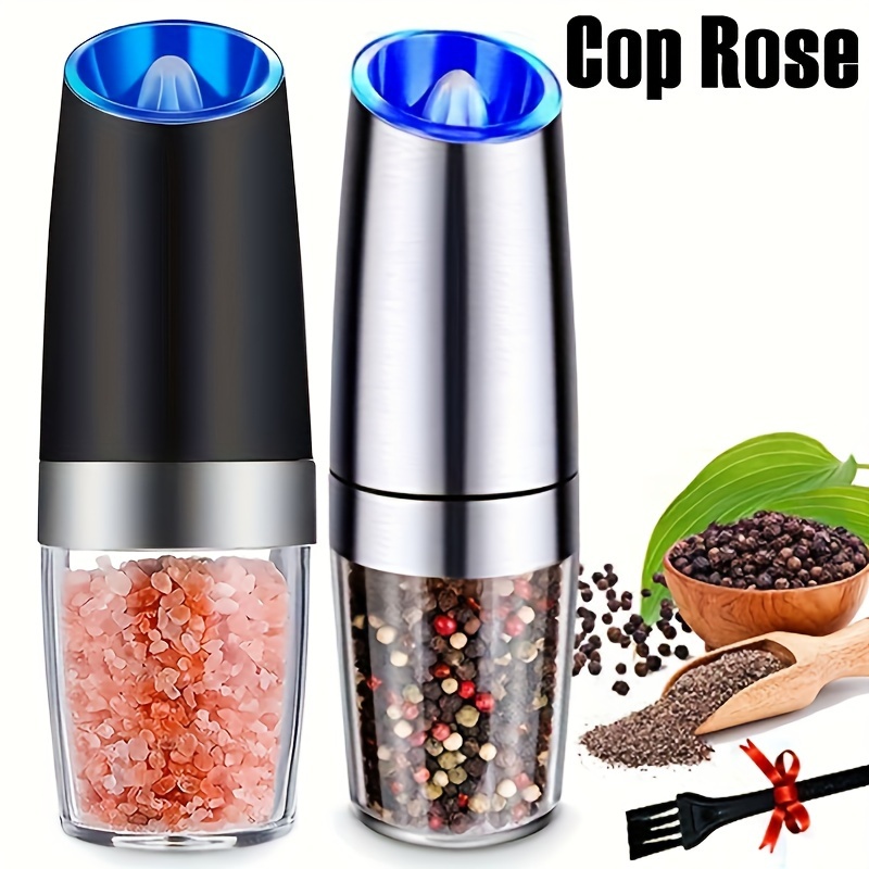 pepper grinder household sea salt grinder electric adjustable spice grinder reusable pepper crusher kitchen gadgets adjustable roughness battery operated led light one hand automatic operation suitable for any occasion details 1